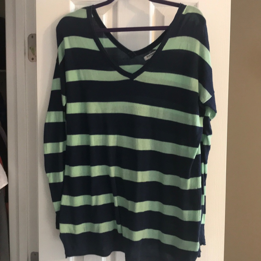 Old Navy green and navy striped long sleeve top